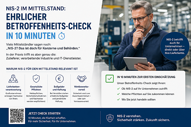 NIS‑2 im Mittelstand: Ehrlicher Betroffenheits‑Check in 10 Minuten
